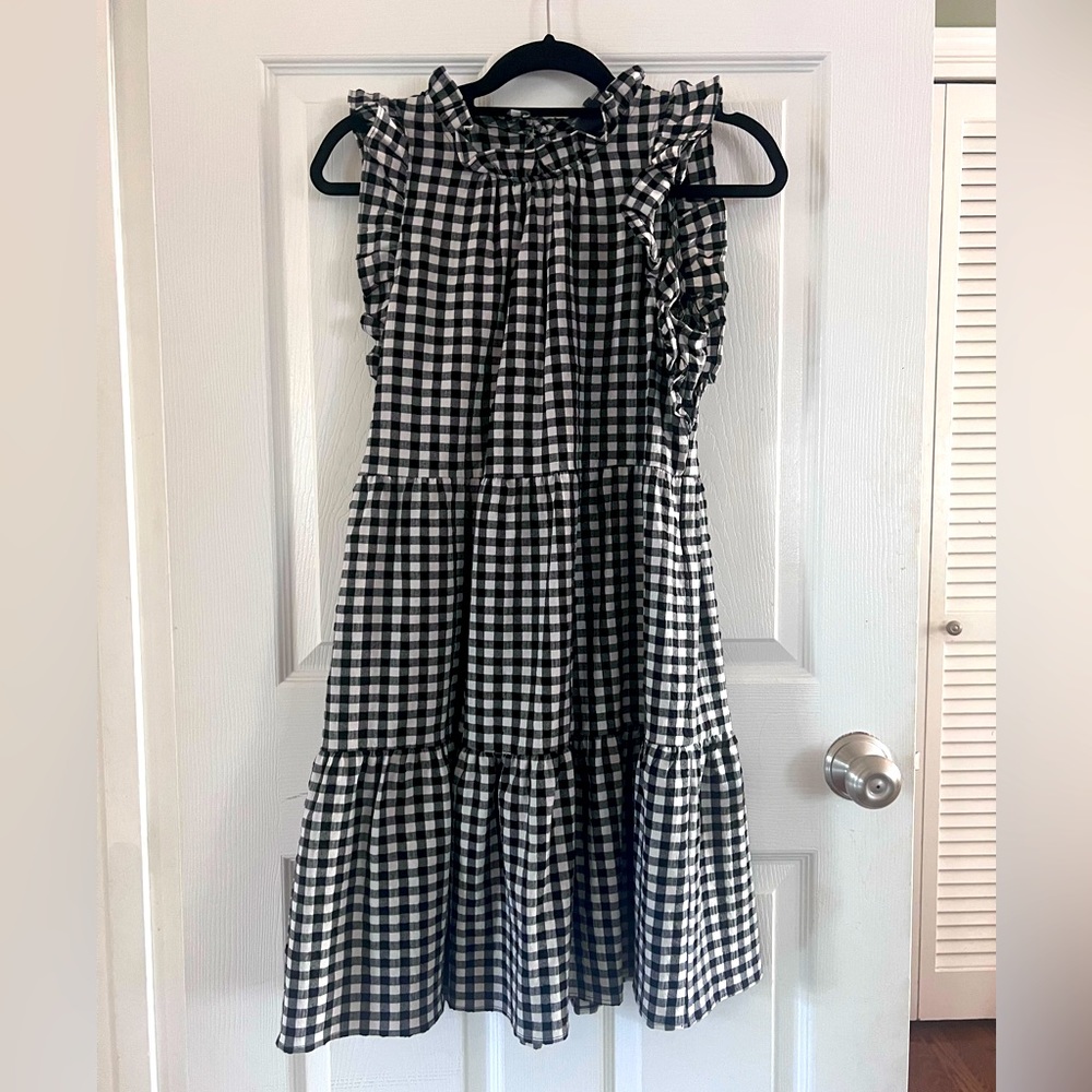 ANTHROPOLOGIE Maeve Lida Ruffled black/white mini dress (M)